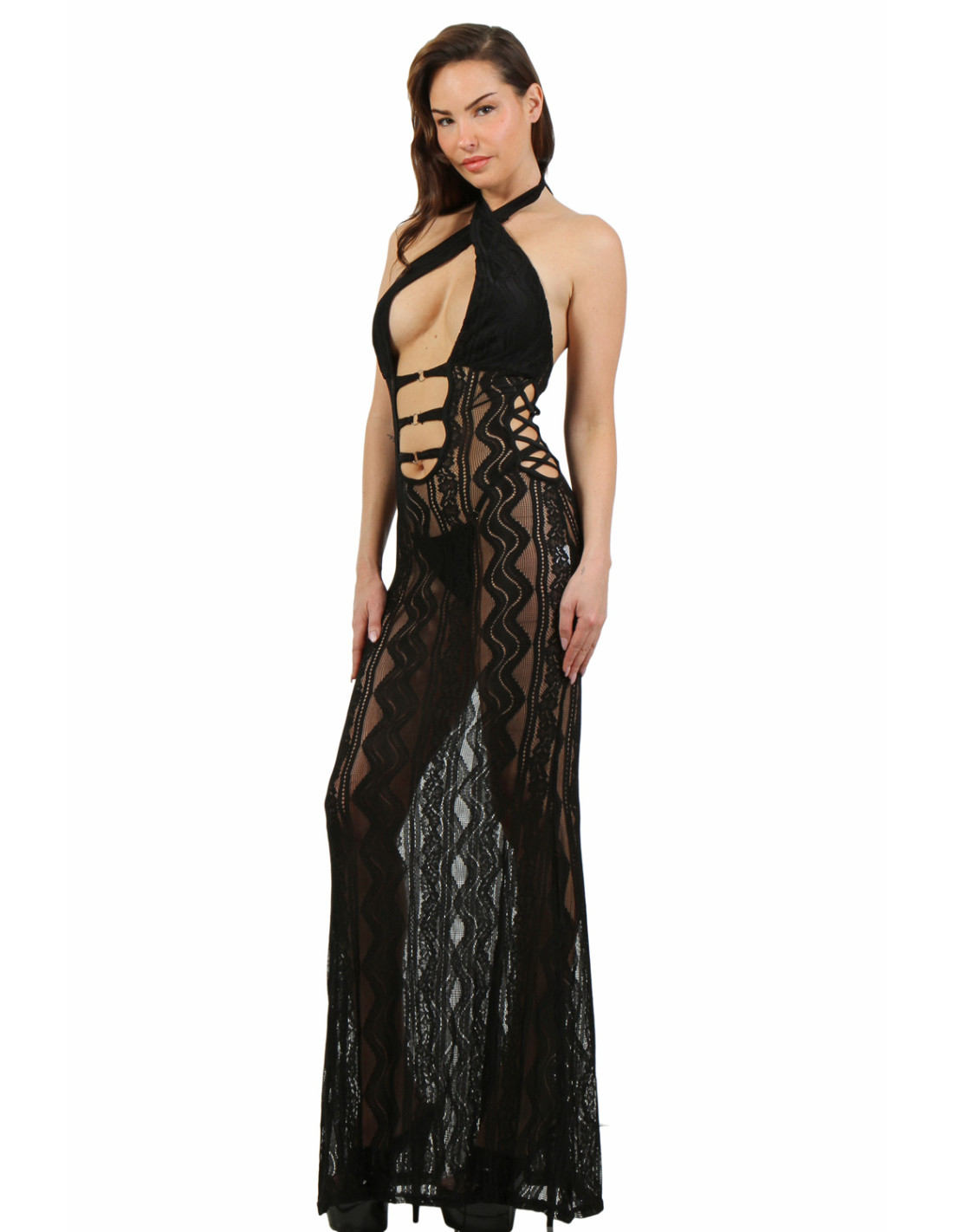 Nuisette longue Butterfly noire