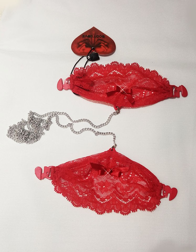 Menottes dentelle rouge
