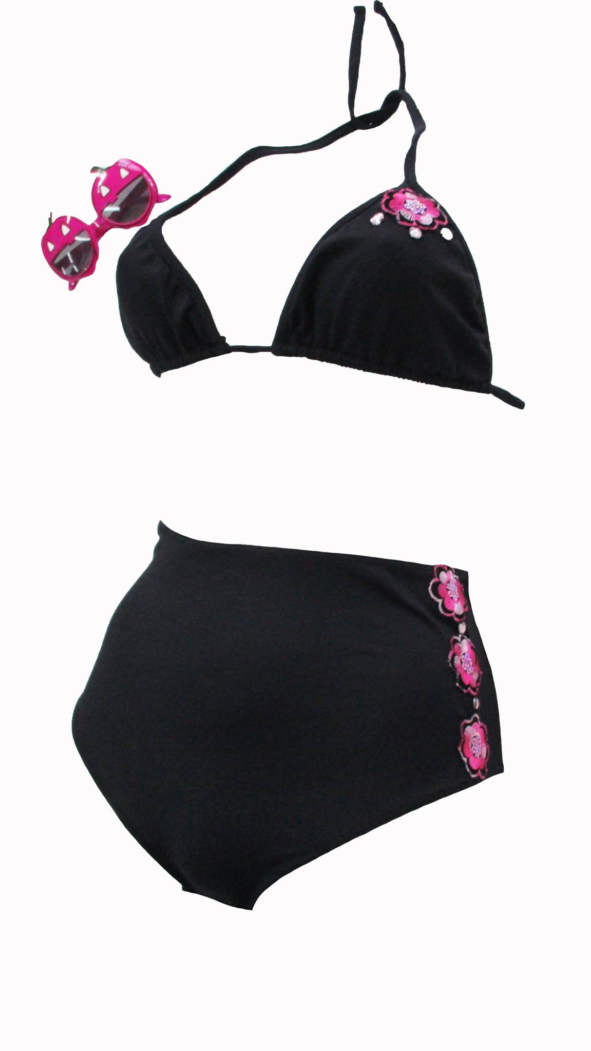 Maillot 2 pièces Clara noir et rose