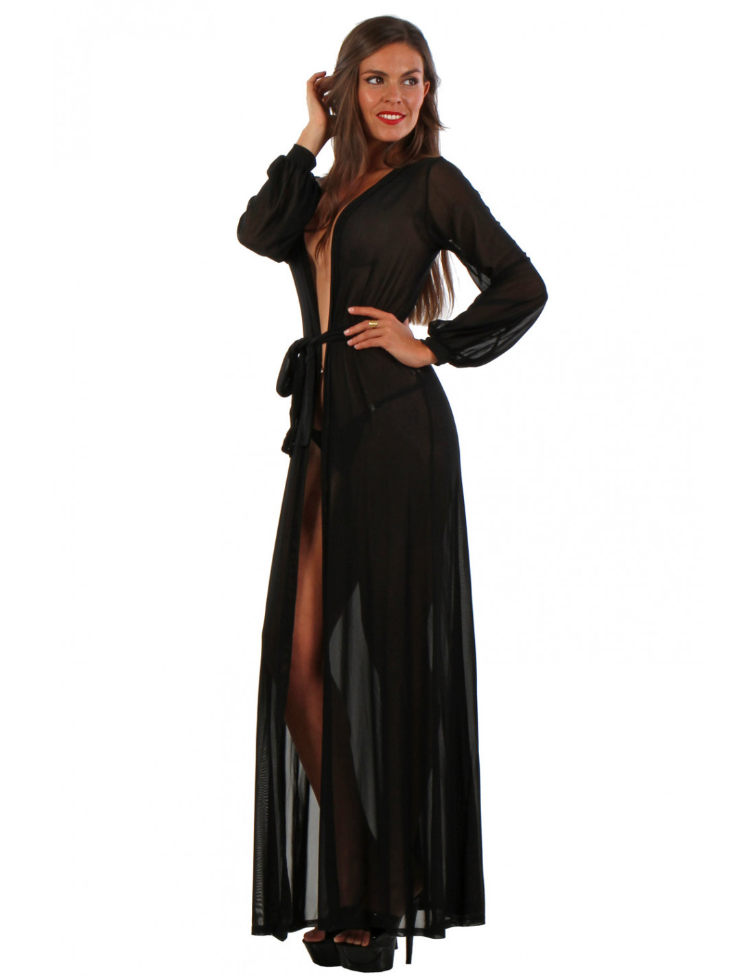 Déshabillé long Séduction noir