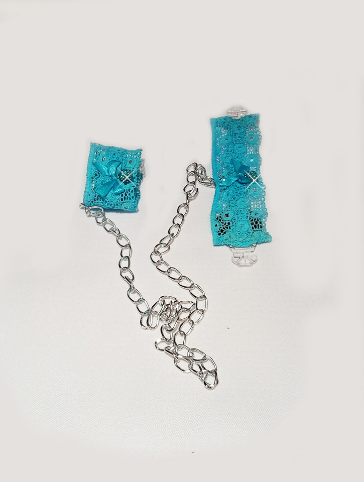 Menottes dentelle turquoise