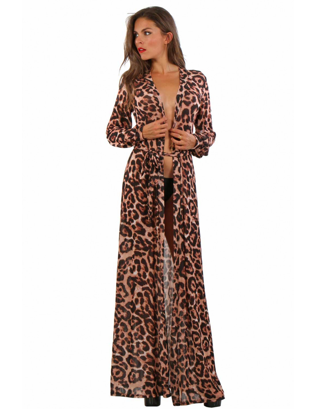 Déshabillé long Séduction léopard