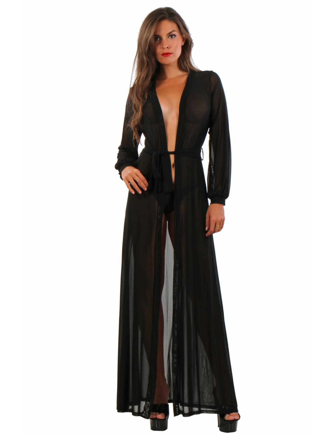Déshabillé long Séduction noir