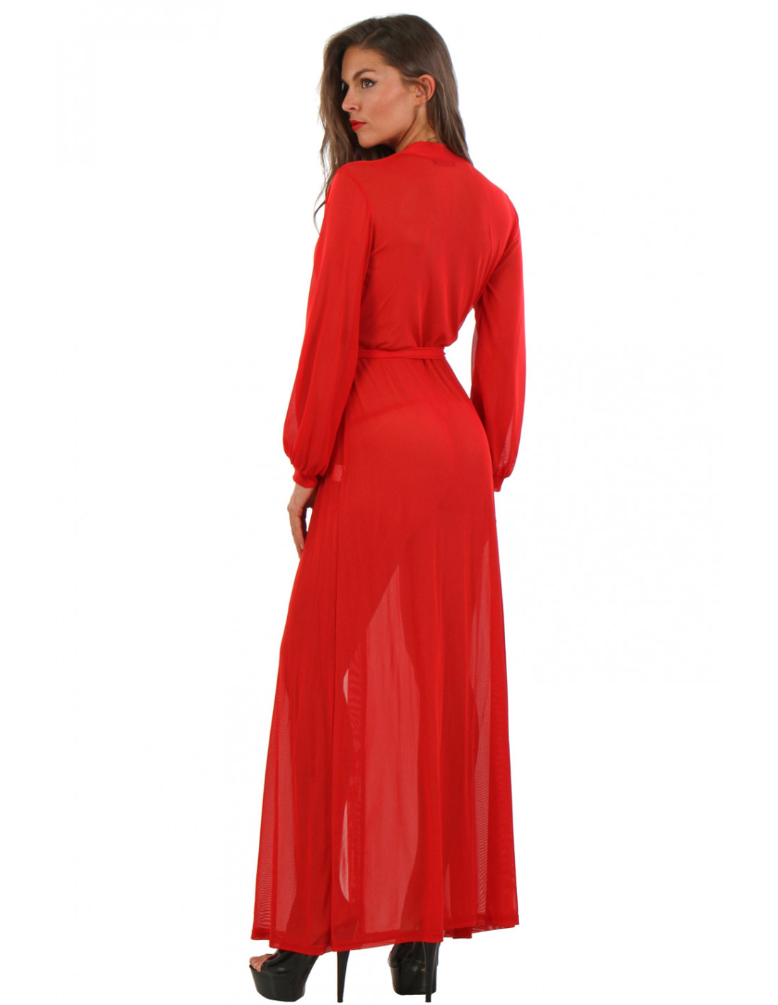 Déshabillé long Séduction rouge