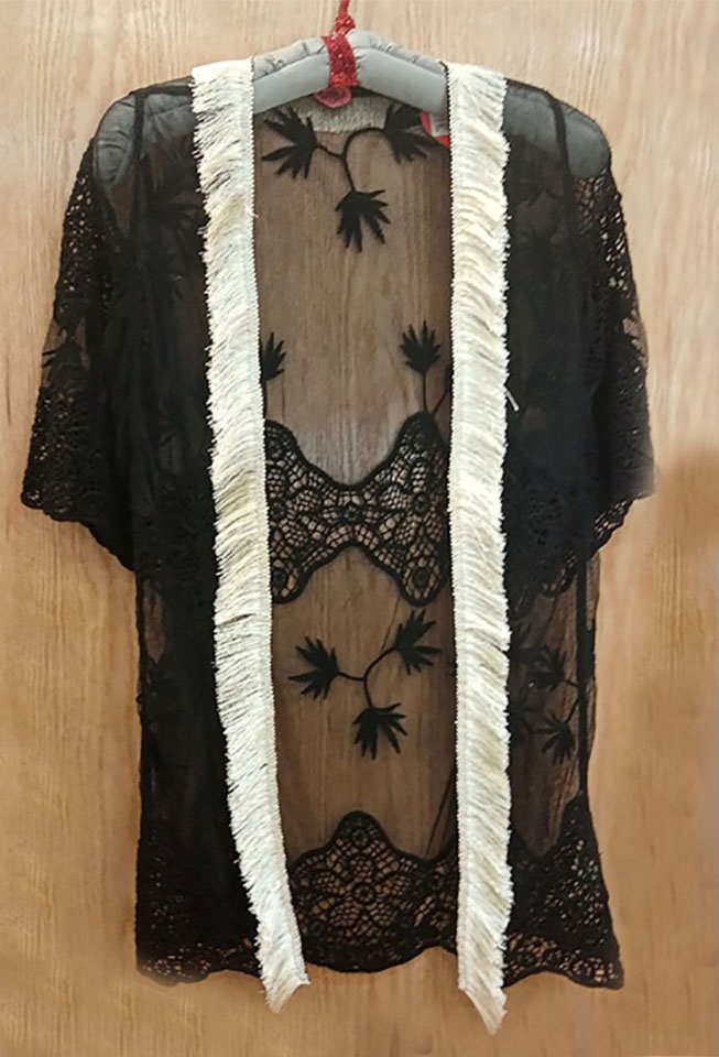 Paréo Caftan Berfina noir et ecru