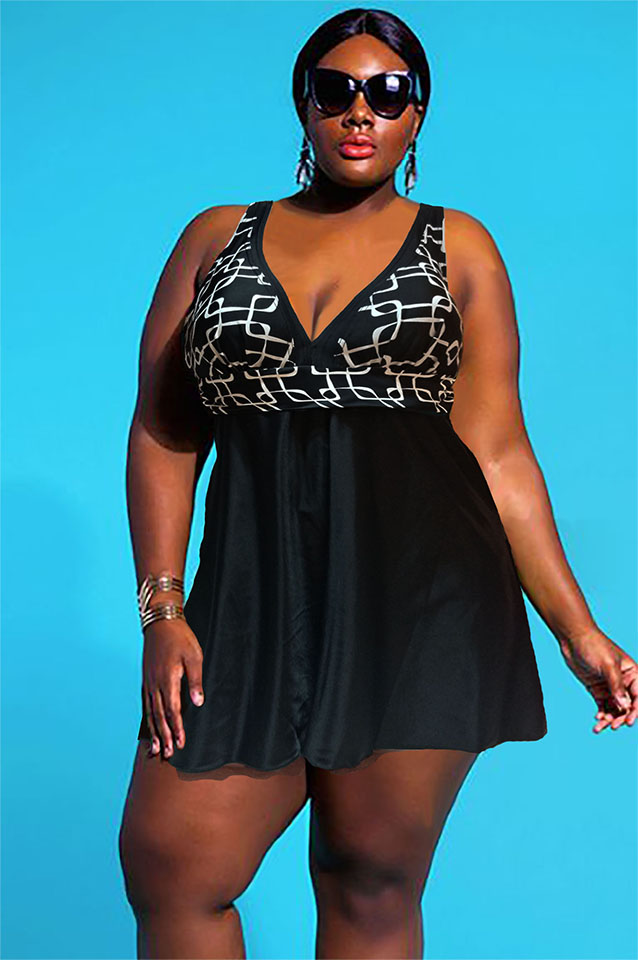 Maillot robe Elona noire et blanc