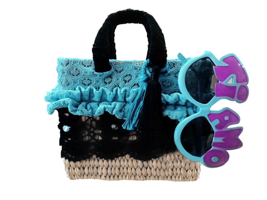 Petit Sac de plage Noir/bleu