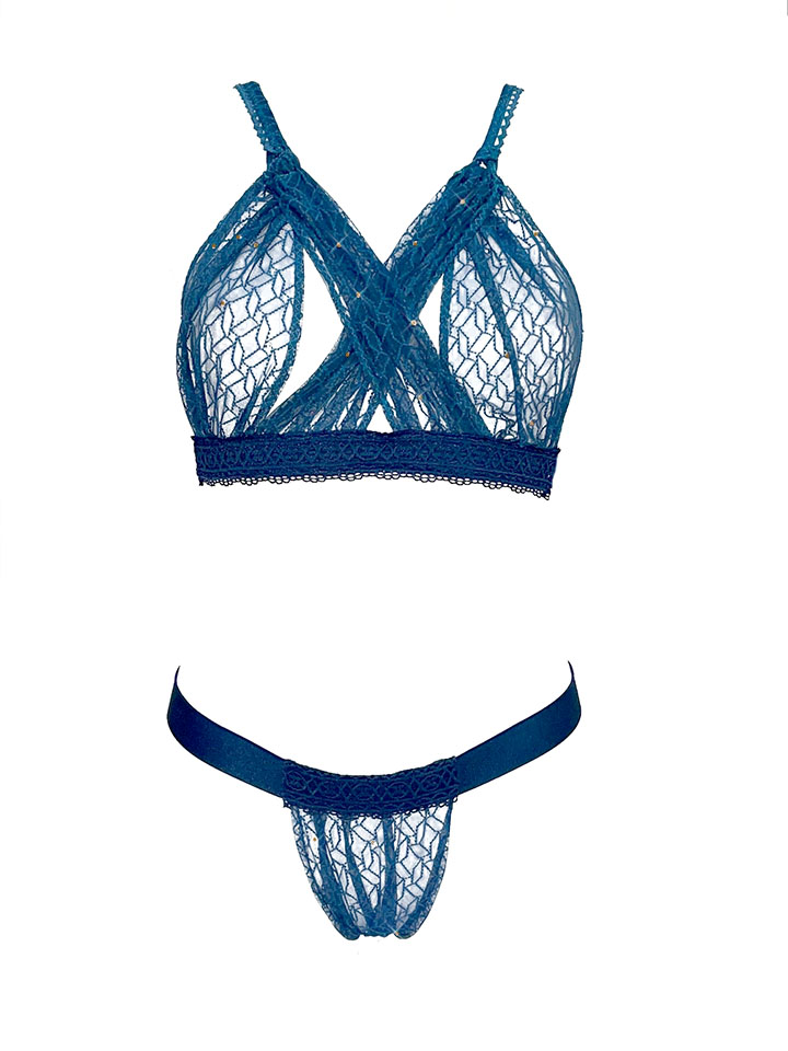 Ensemble 3 pièces Hortensia bleu vert