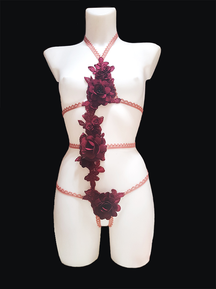 Body Fleuri bordeaux