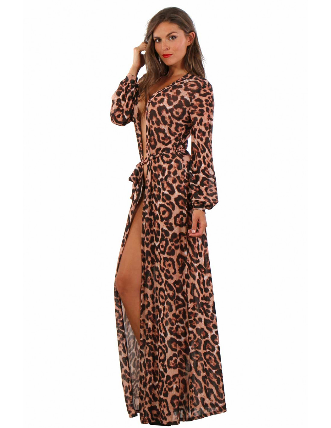 Déshabillé long Séduction léopard