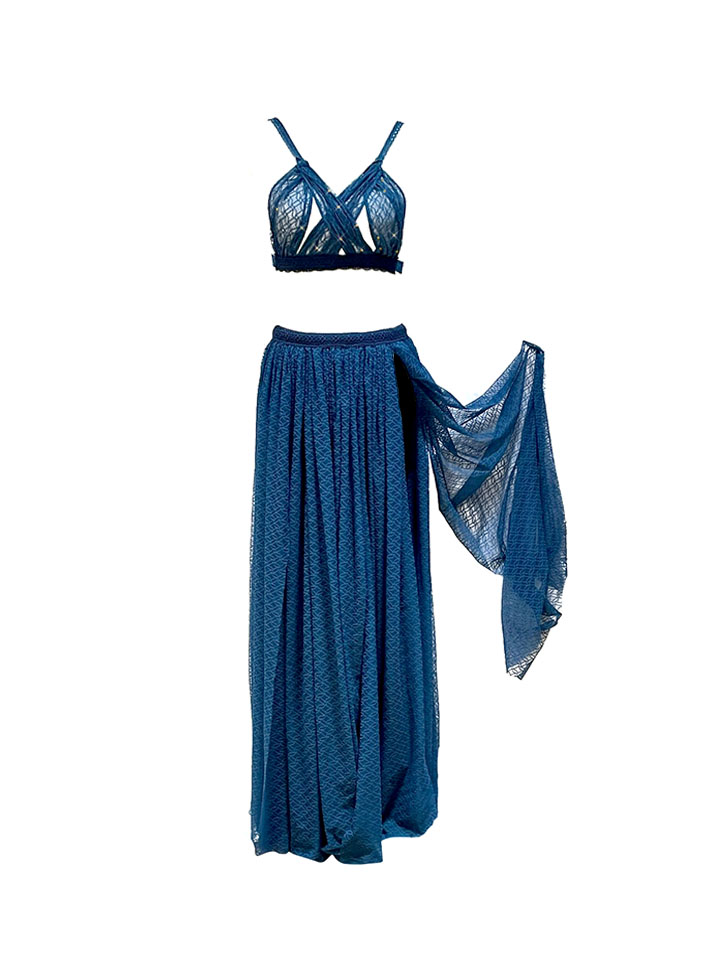 Ensemble 3 pièces Hortensia bleu vert