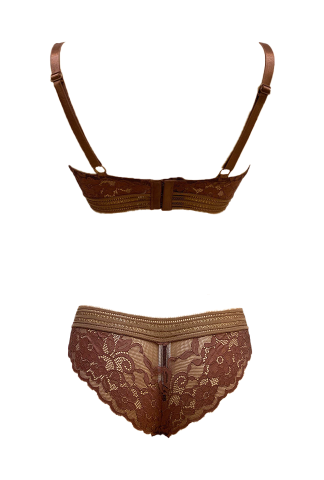 Ensemble Fleuri marron