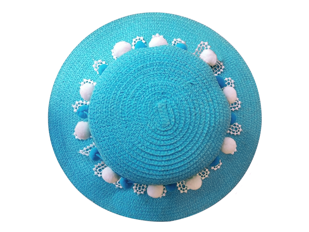 Chapeau Arabesque turquoise et blanc