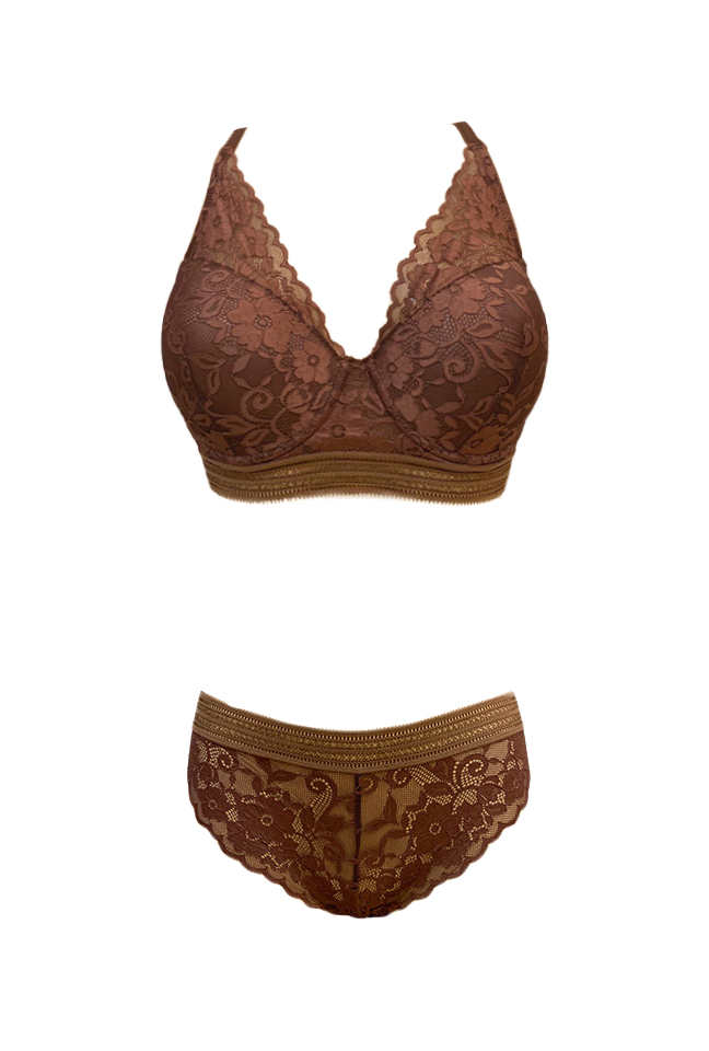 Ensemble Fleuri marron