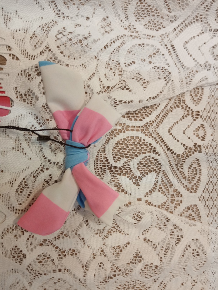 Paréo blanc Rayé rose et bleu