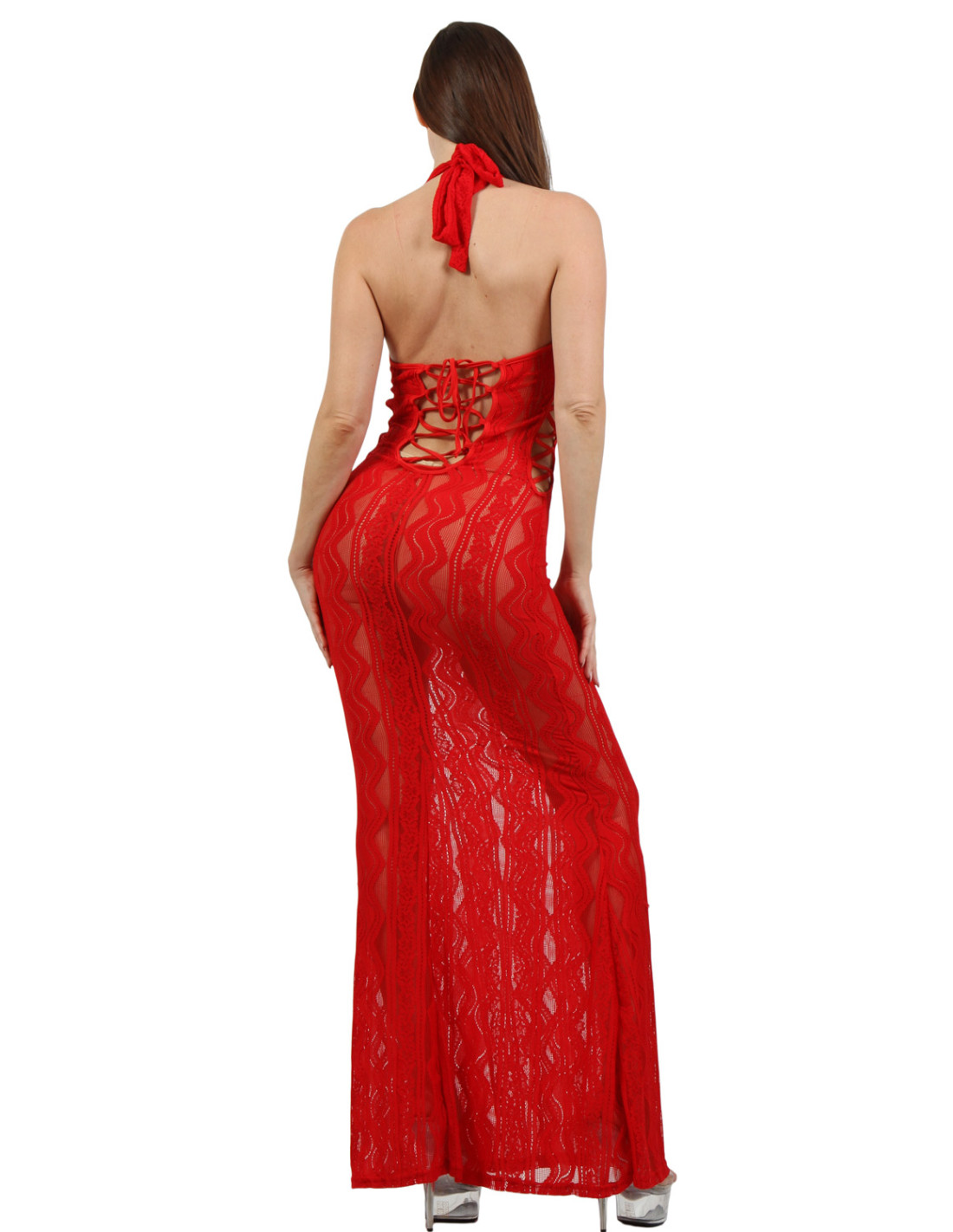 Nuisette longue Butterfly rouge