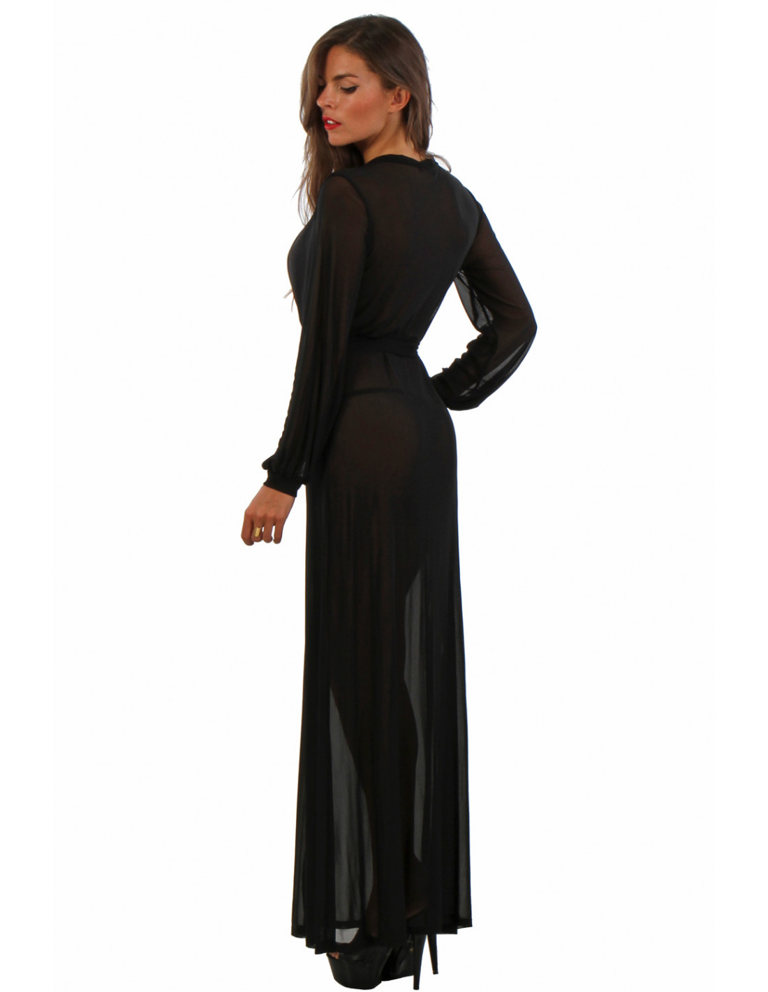Déshabillé long Séduction noir