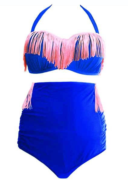Maillot 2p Taille haute bleu roi FERIEC
